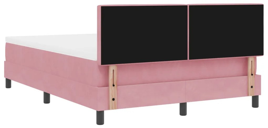 Boxspringágy Mattal és LED világítással Rózsaszín 140x200 cm Bársonyos