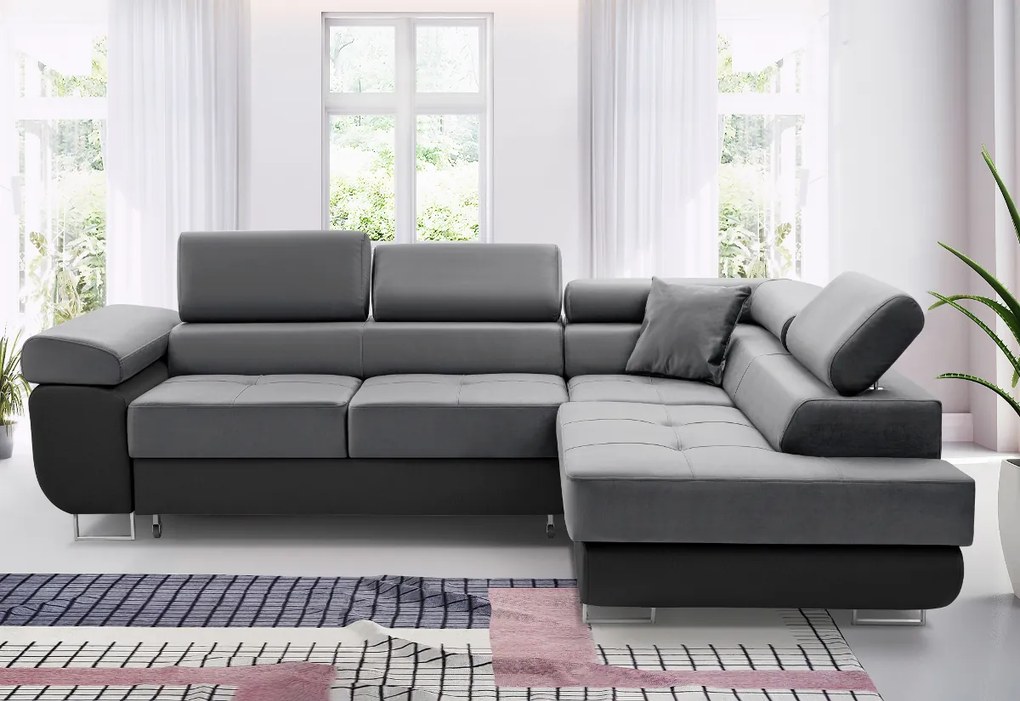 ALFA sarok kanapéágy, 273x70/85x203, sioux 1115/lux 23, jobb sarok