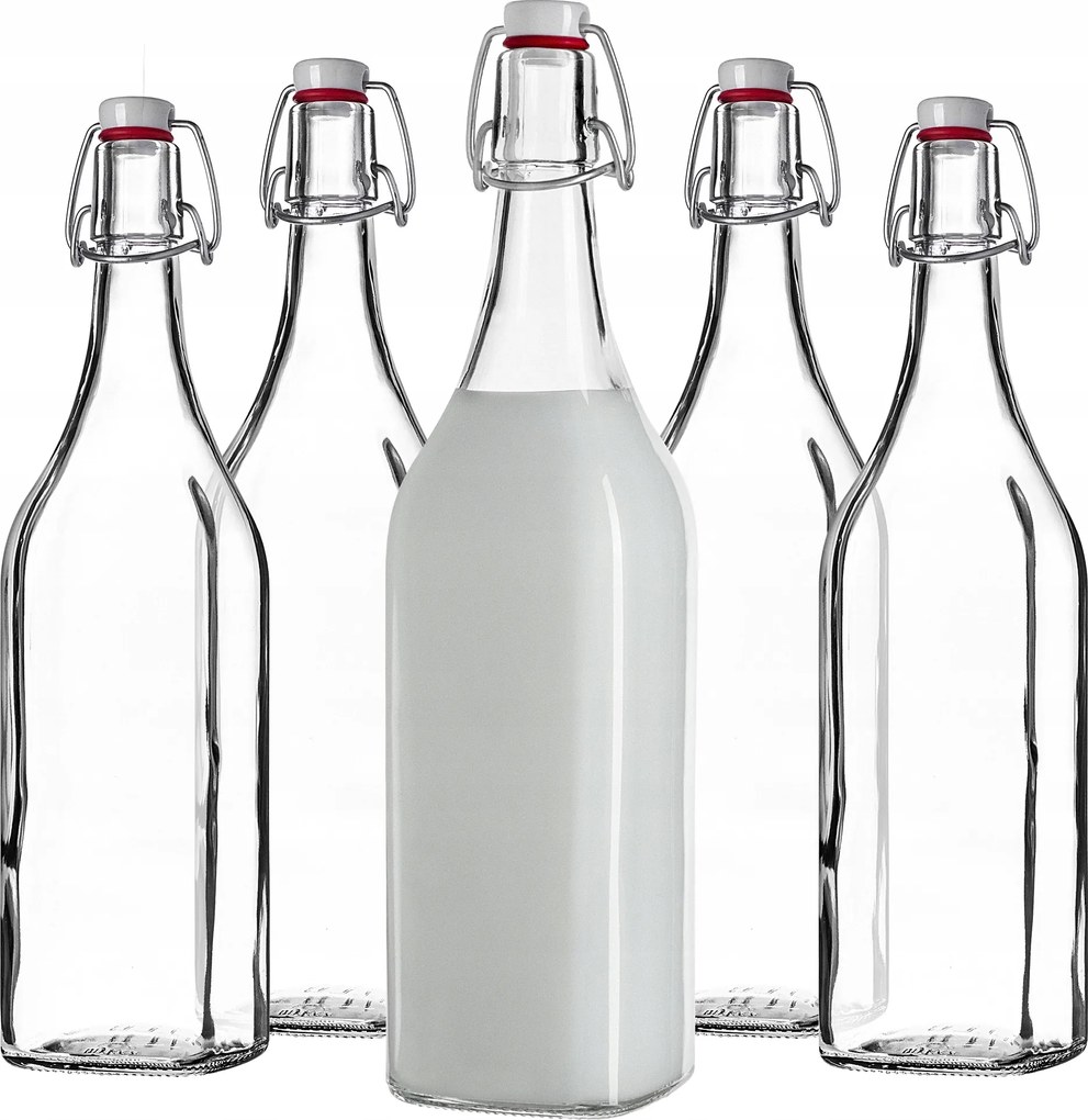 Üvegpalack 1L 1000 ml Tejes Dugóval 5 db