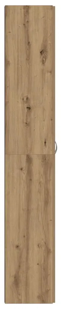 kézműves tölgy színű szerelt fa magasszekrény 60 x 32 x 190 cm
