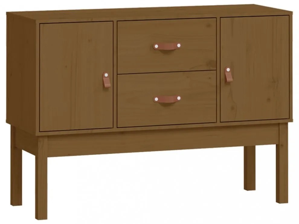 mézbarna tömör fenyőfa tálalószekrény 110 x 40 x 78 cm