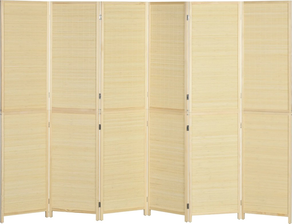 HOMCOM Bambusz Beltéri Szobaelválasztó 6 Panel 270 x 180 cm Összecsukható Elválasztó - Természetes | Aosom
