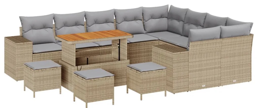 Kerti Kanapé Szett párnával 13 pcs Beige és Világosszürke