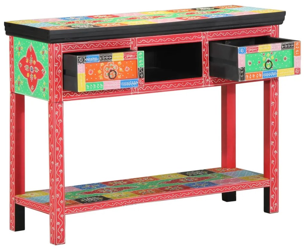 Színes Konzolasztal 100x30x75 cm Tömör Mangófából