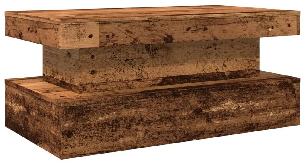 Antik fa színű dohányzóasztal LED-lámpákkal 90x50x40 cm