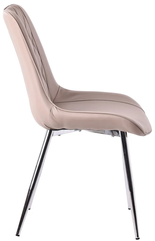 Scaun de luat masa elegant în culoarea latte, cu tapițerie din piele ecologică