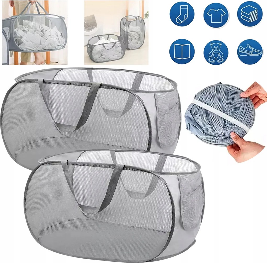 Mosonaskosár 2 Db-os Tartály 75L Fürdőszoba Rendező Játékkosár Ruhák