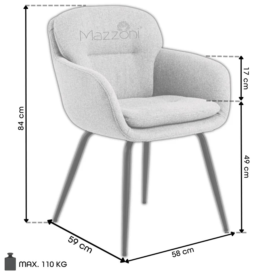 MAZZONI EXPORT GEORGIA Krémszínű (Monza 90 szövet) - MODERN KÁRPITOZOTT BOUCLÉ SZÉK NAPPALIBA/ÉTKEZŐBE/LOFT IRODÁBA