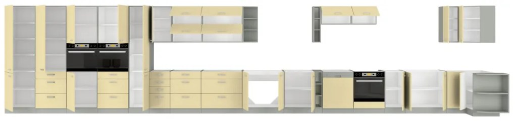 Felső konyhaszekrény Kelyn 80 G 72 2F (fényes krém + szürke). 1032750