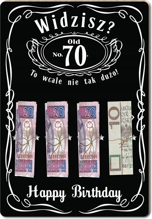 70? Ez egyáltalán nem sok! Ajándék Keret tábla kártya születésnapra Fekete-Fehér