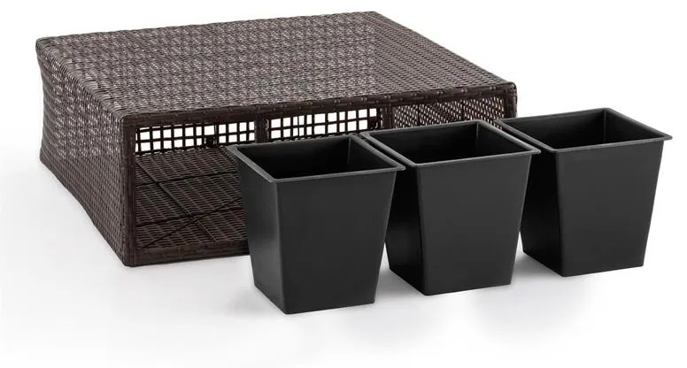 Triumflor Hydro hármas virágtartó, 80x78x29 cm, öntözés, polyrattan
