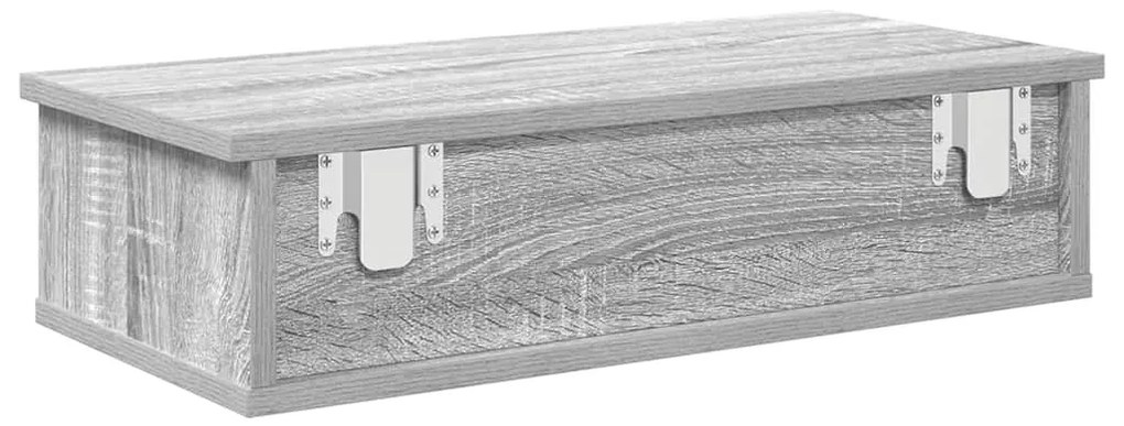 Falipolc fiókokkal szürke sonoma 60x25x15 cm műszaki fa