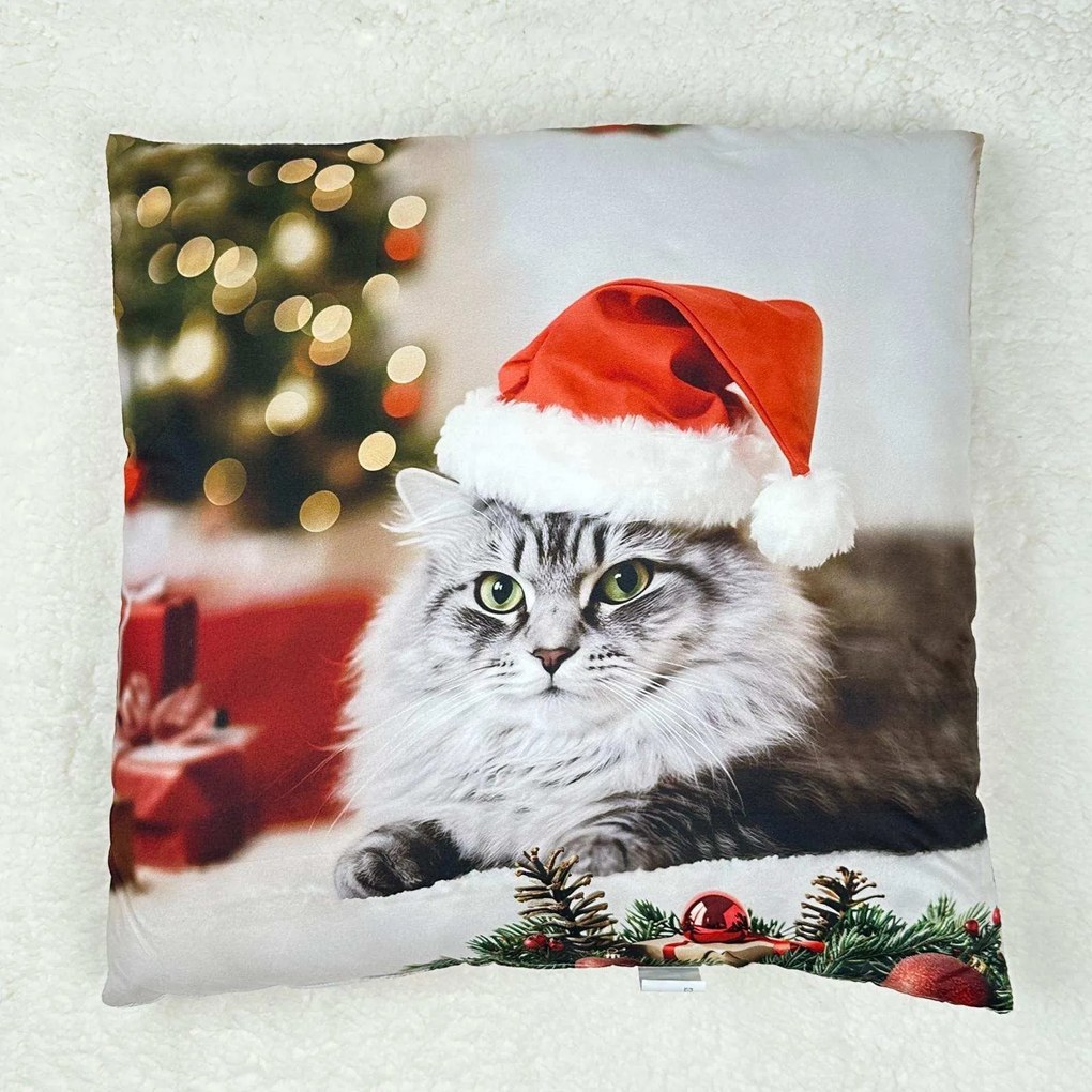 Karácsonyi párna macska 45x45cm TiaHome