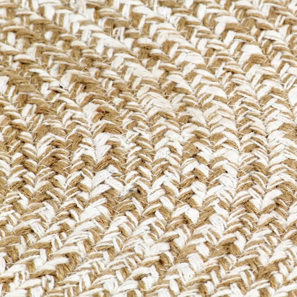 fehér és természetes színű kézzel font jutaszőnyeg 90 cm
