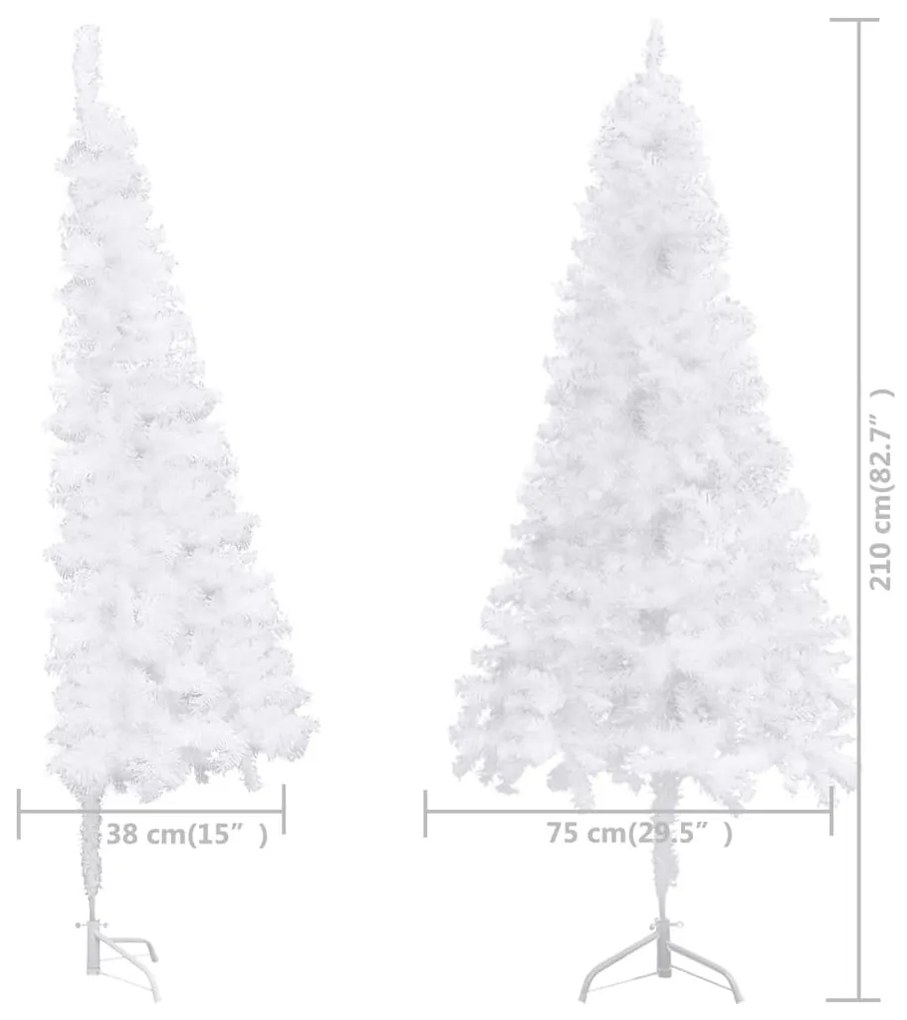 fehér PVC sarok műkarácsonyfa 210 cm