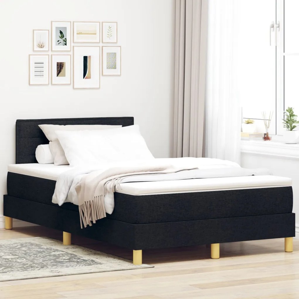 vidaXL Box Spring Ágy Matraccal és LED Fekete 120x200 cm Szövet