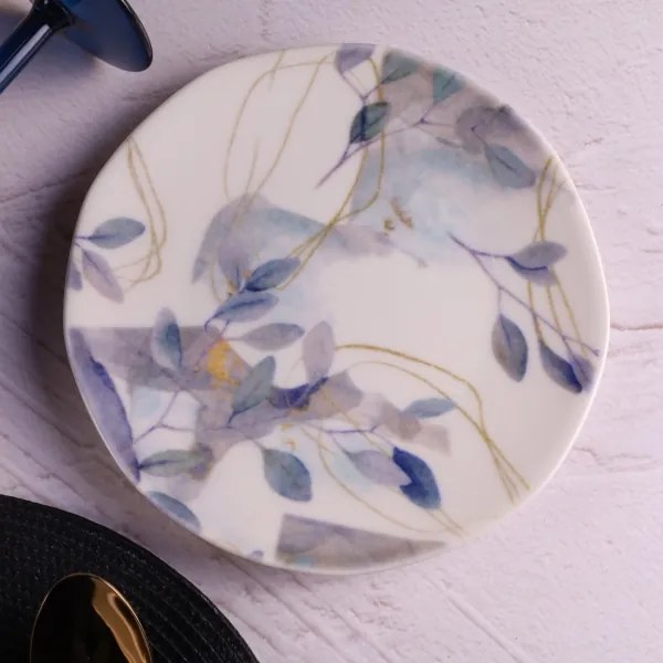 24 darabos porcelán étkészlet, fehér/kék