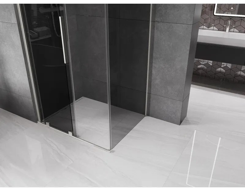 Mexen Velar, zuhanykabin tolóajtóval 150 x 100 cm, 8mm szürke üveg, csiszolt acél, 871-150-100-41-97