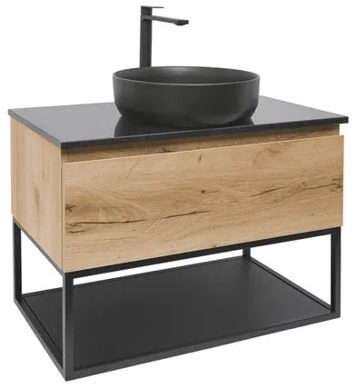 SAT B-Way Fürdőszobaszekrény mosdóval és gránit fedőlappal 79x30x45 cm tölgy BWAY80OAKZFUB