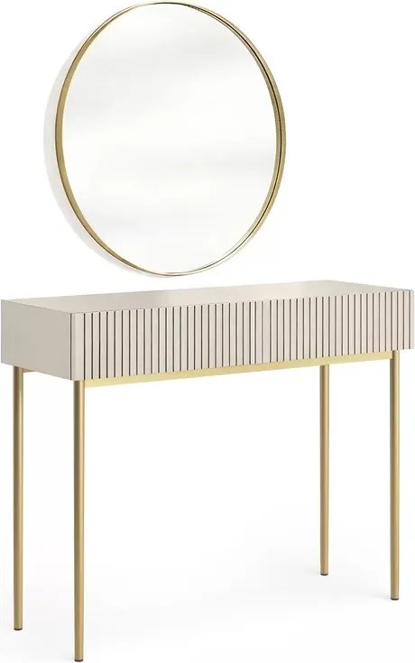 Nicole fésülködőasztal arany tükörrel 80 cm - kasmír / arany lábak
