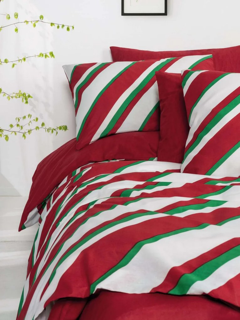 Merry Ranforce dupla ágyneműhuzat garnitúra feszített lepedővel, piros