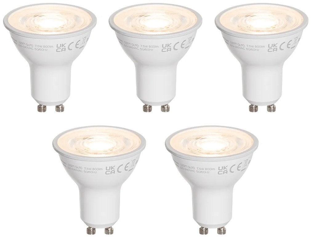 5 darabos GU10 50mm átlátszó LED izzó szett 7,5W 800 lm 3000K