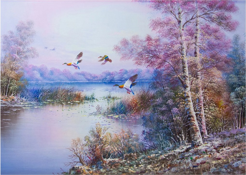 Kép - ősz jön, olajfestmény (üvegen) (70x50 cm)