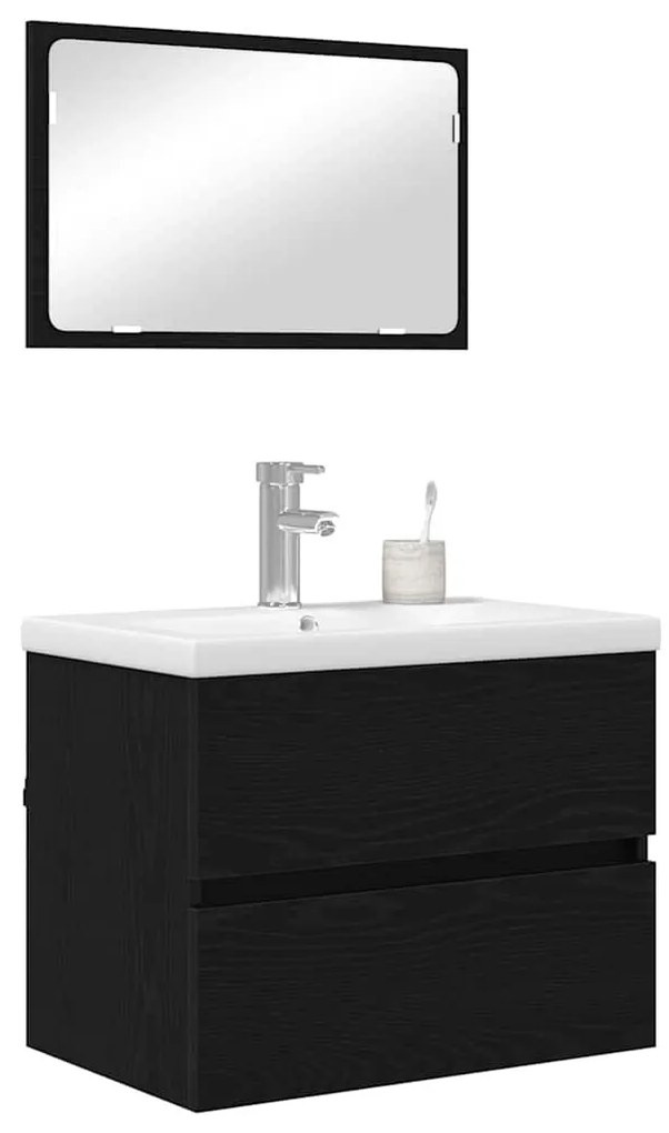 Fürdőszoba bútor szett 3 pcs Musta tammi 60 x 38.5 x 45 cm