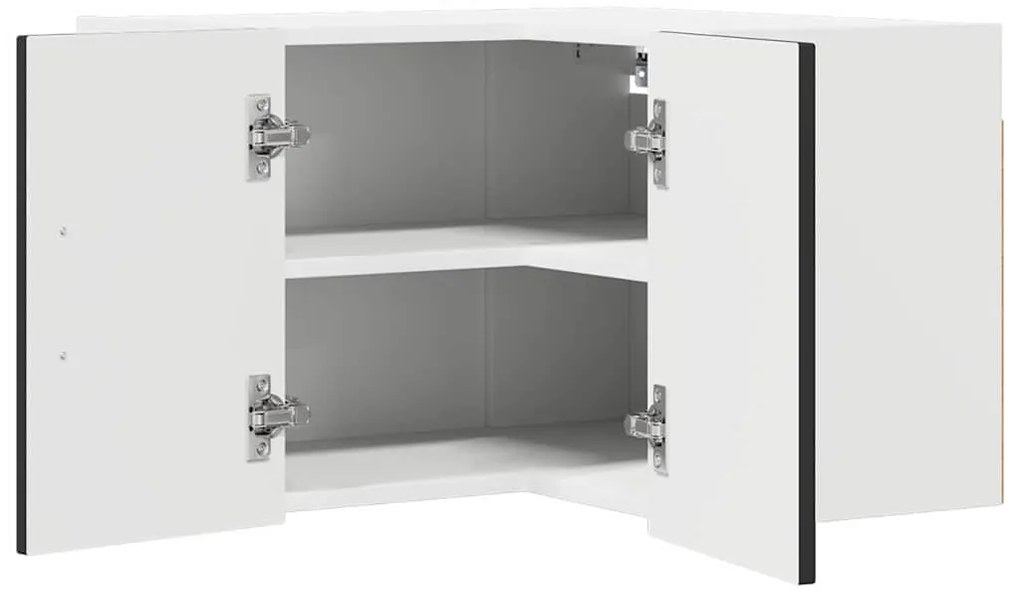 Fali konyhaszekrény polcokkal Fekete 57 x 57 x 40 cm Faanyag