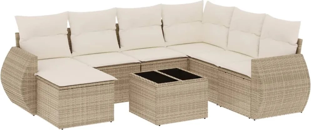 vidaXL 8 részes bézs polyrattan kerti ülőgarnitúra párnával