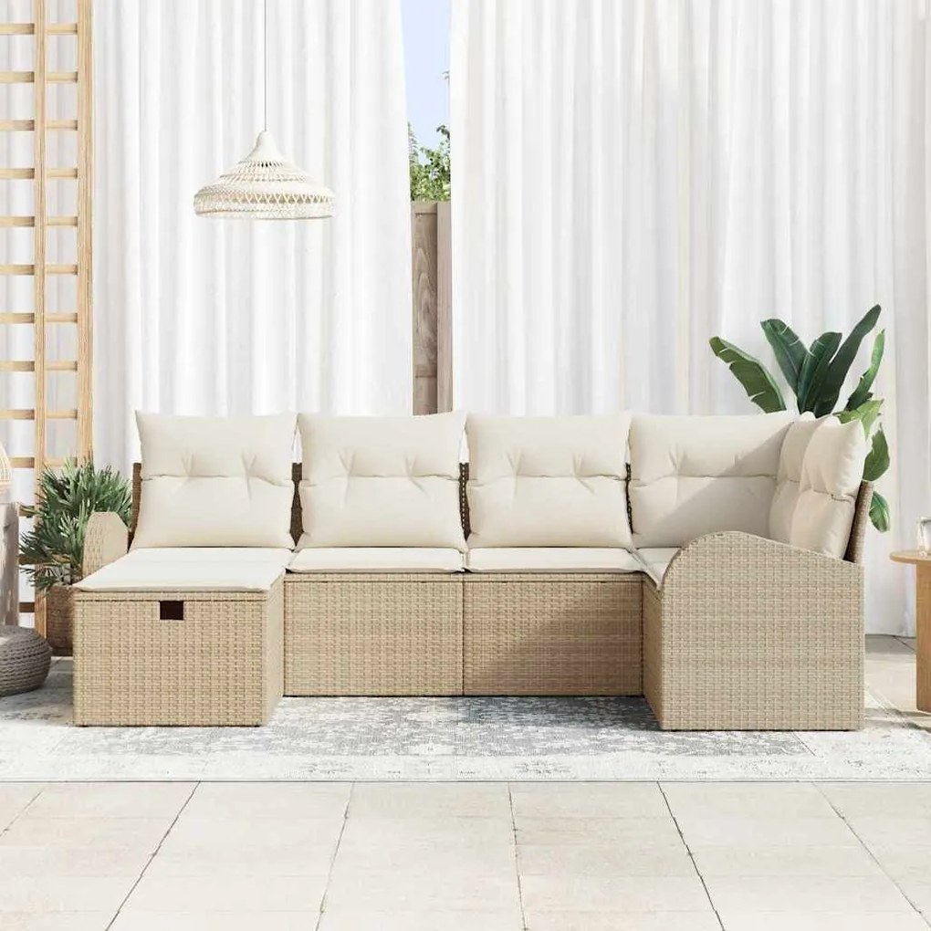 Kerti Kanapé Szett 6 pcs bézs és krémszínű 234 x 124 x 85 cm