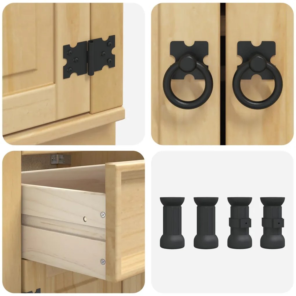 Cabinet fiókkal polcokkal Méz 60 x 46 x 81,5 cm Tömör fenyőfa