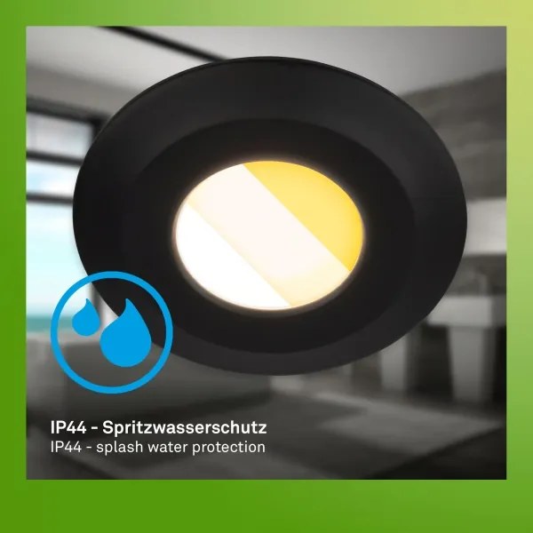 Briloner 7589035 - 3 darabos LED szett, dimmelhető fürdőszobai beépíthető lámpa KLIRA LED/4,9W/230V IP44 fekete
