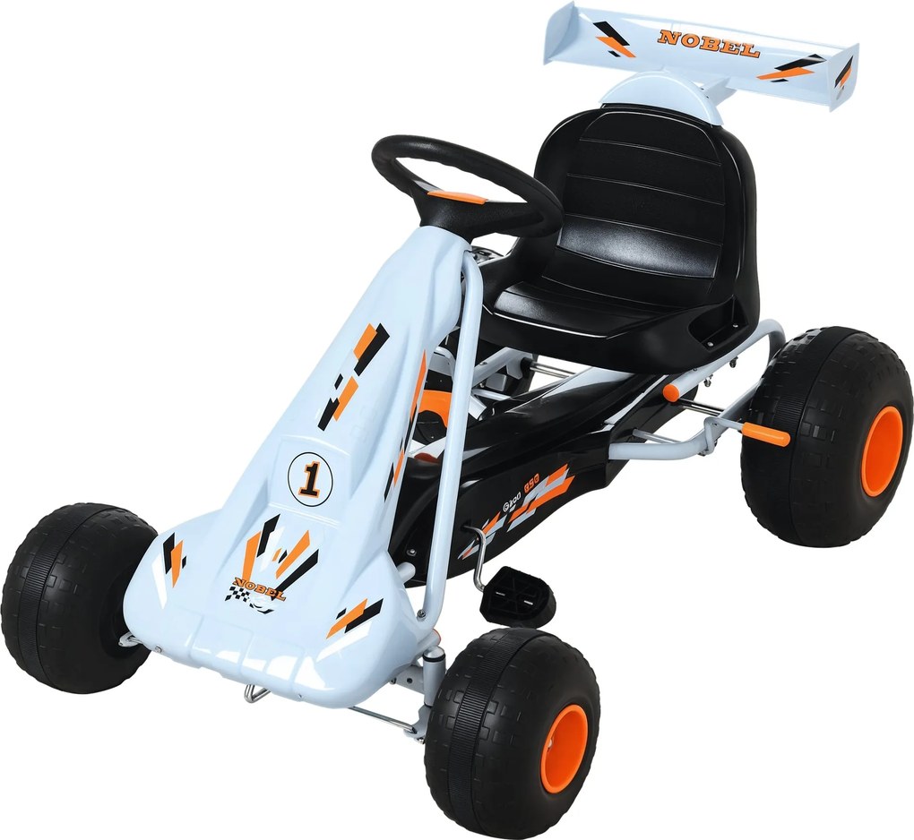 HOMCOM Pedálos Go-Kart Kézifékkel, Állítható Üléssel, Pedállal, Előre és Visszafelé Sebességgel, Lánchajtású Gyerek Játék Go-Kart 3 éves kortól | Aoso