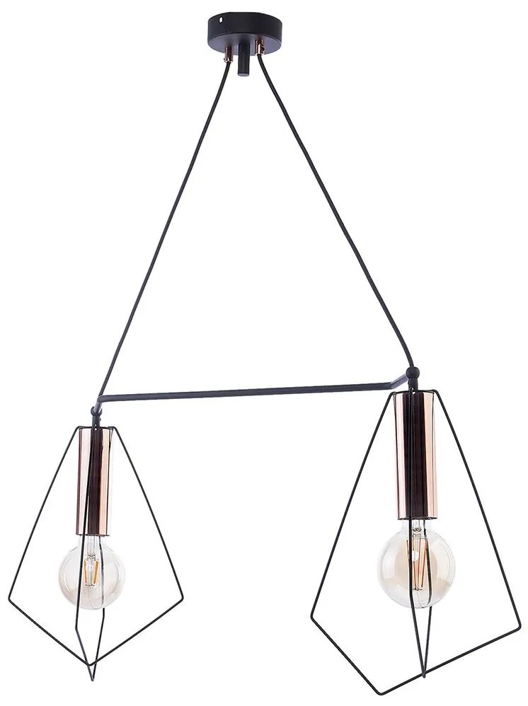 Jupiter 1665 - Csillár zsinóron KAIR 2xE27/60W/230V fekete/réz