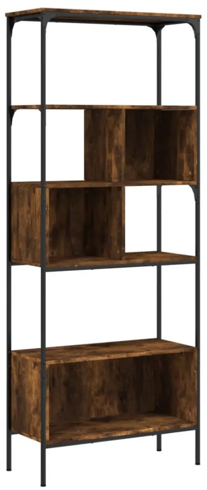 5 szintes füstös tölgy szerelt fa könyvespolc 76x33x188,5 cm