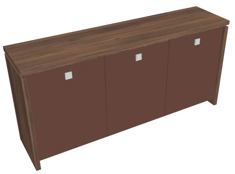 Verno alacsony szekrény 188 x 46 x 90 cm, üvegajtó, dió / barna