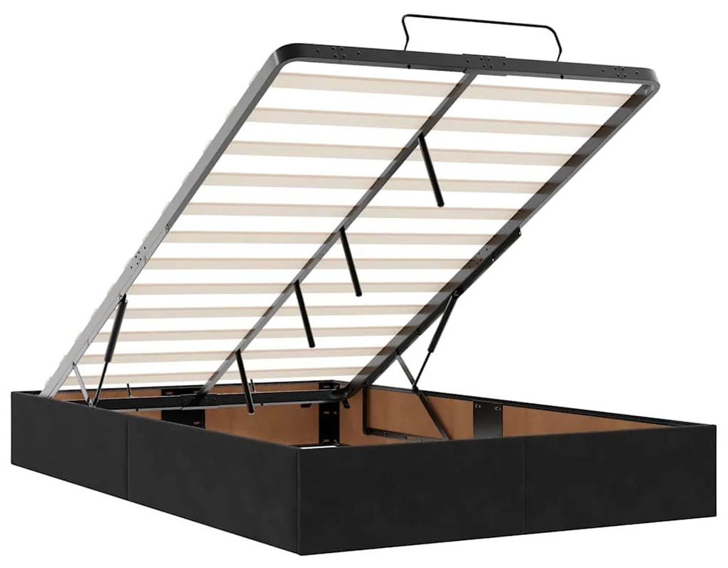 Ottomán ágykeret matrac nélkül fekete 120x190 cm bársony