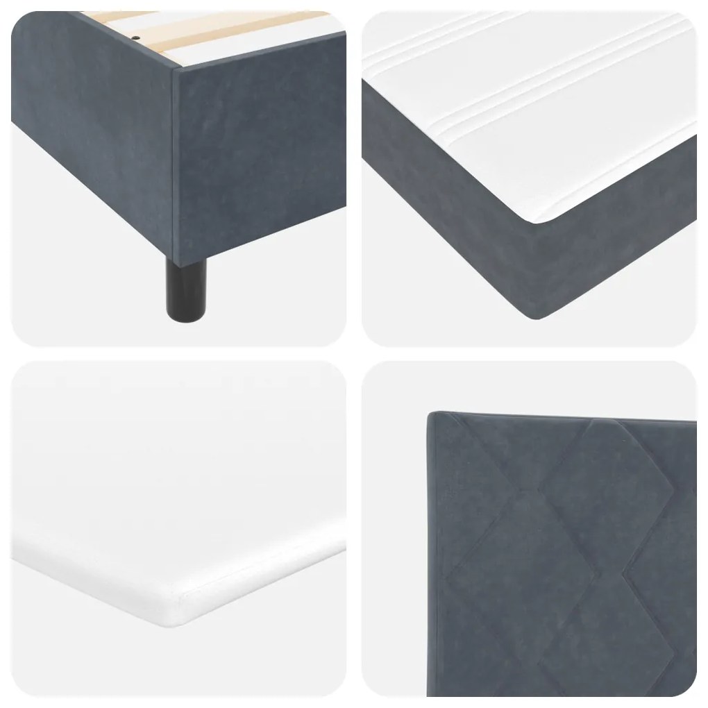 Boxspring Ágy Matraccal Sötétszürke 90x200 cm Bársony