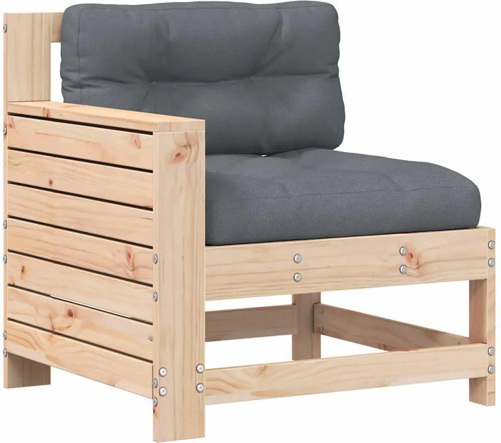 vidaXL tömör fenyőfa kerti karfás kanapé párnával