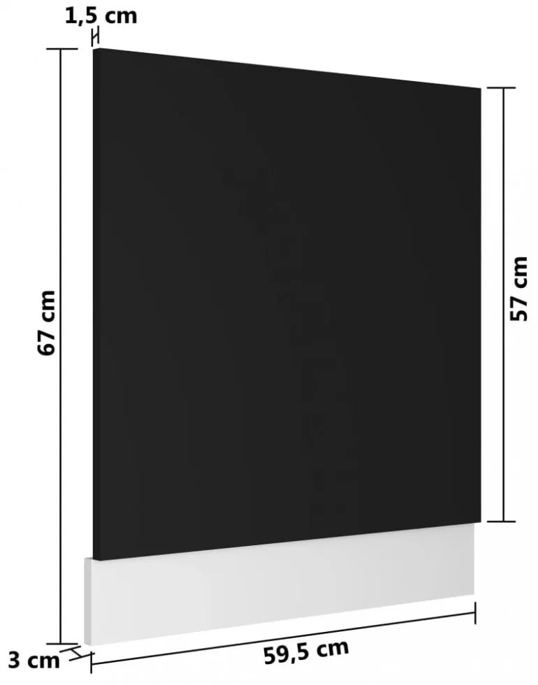fekete szerelt fa mosogatógép-panel 59,5 x 3 x 67 cm