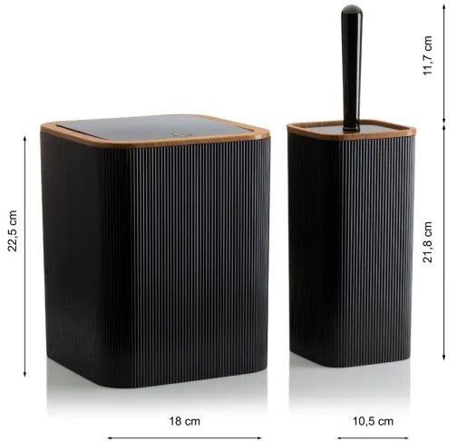 Fürdőszobai készlet ZOYA 5 db fekete/barna