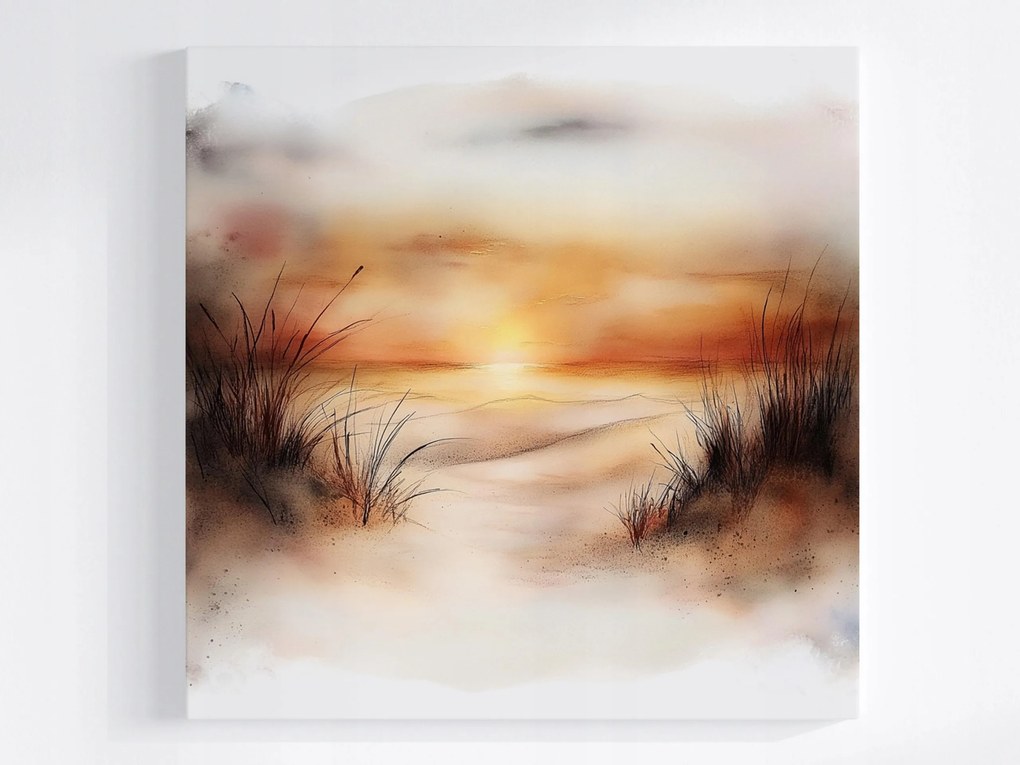 Poszter Tájkép Víz Tenger Tengerpart Dűnék Fű Nap 40x40