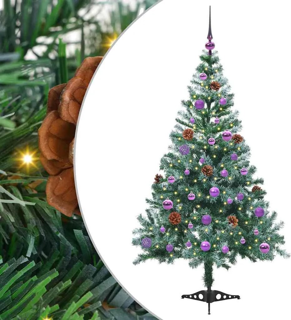 vidaXL Mű karácsonyfa 150 LED-del állvánnyal Zöld 150 cm PVC és Acél