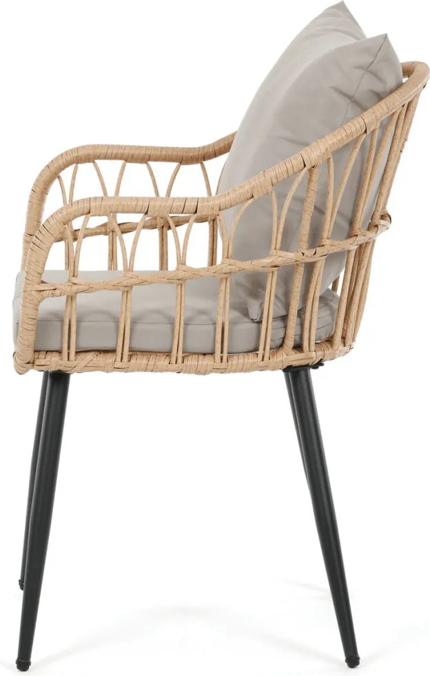 Kerti szék, fém, polyrattan, bézs, AZ-F1406 NAT