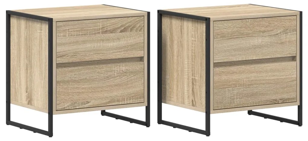 vidaXL Éjjeli asztal fiókkal 2 pcs Sonoma 50 x 39.5 x 50 cm Faanyag