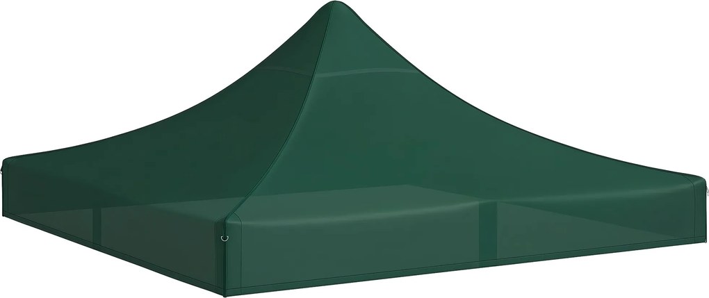 Outsunny 3x3 m-es Ünnepi Pavilon Tető Csere Vászon Sötétzöld Oxford Anyagból, Csúcsos, Vízálló és UV-álló Tetővel | Aosom