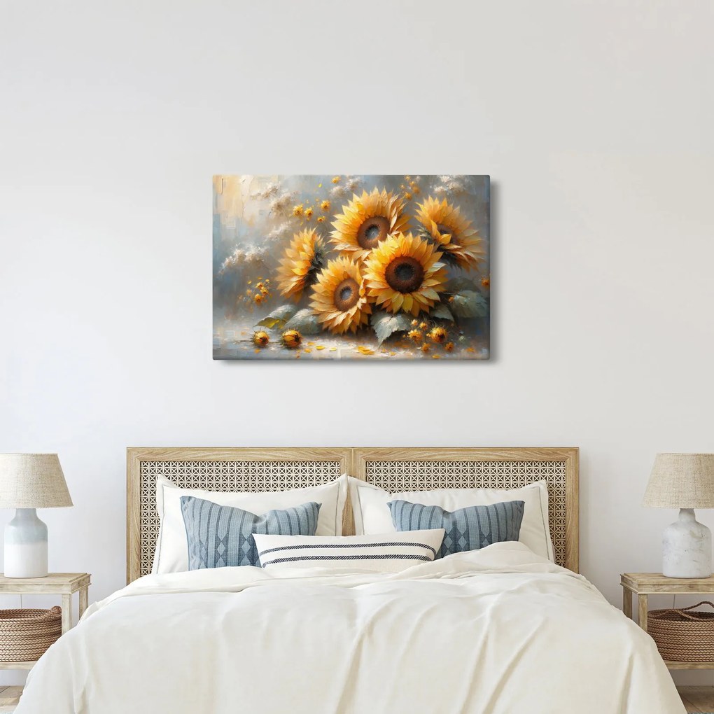 Kép - Napraforgók festménye (90x60 cm)