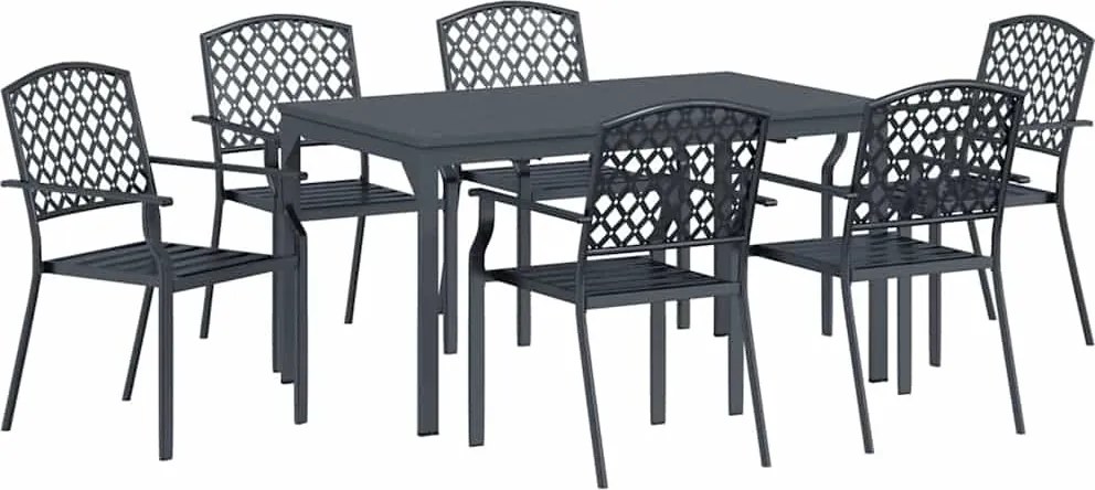 vidaXL Kert étkező szett 7 pcs Antracit Porfestett acél