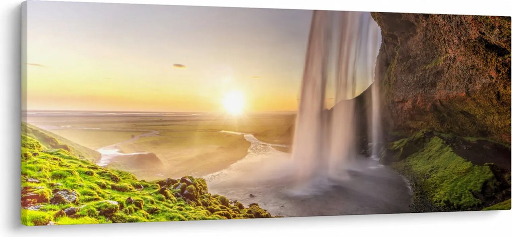 Kép - Seljalandsfoss a barlang mögül (120x50 cm)
